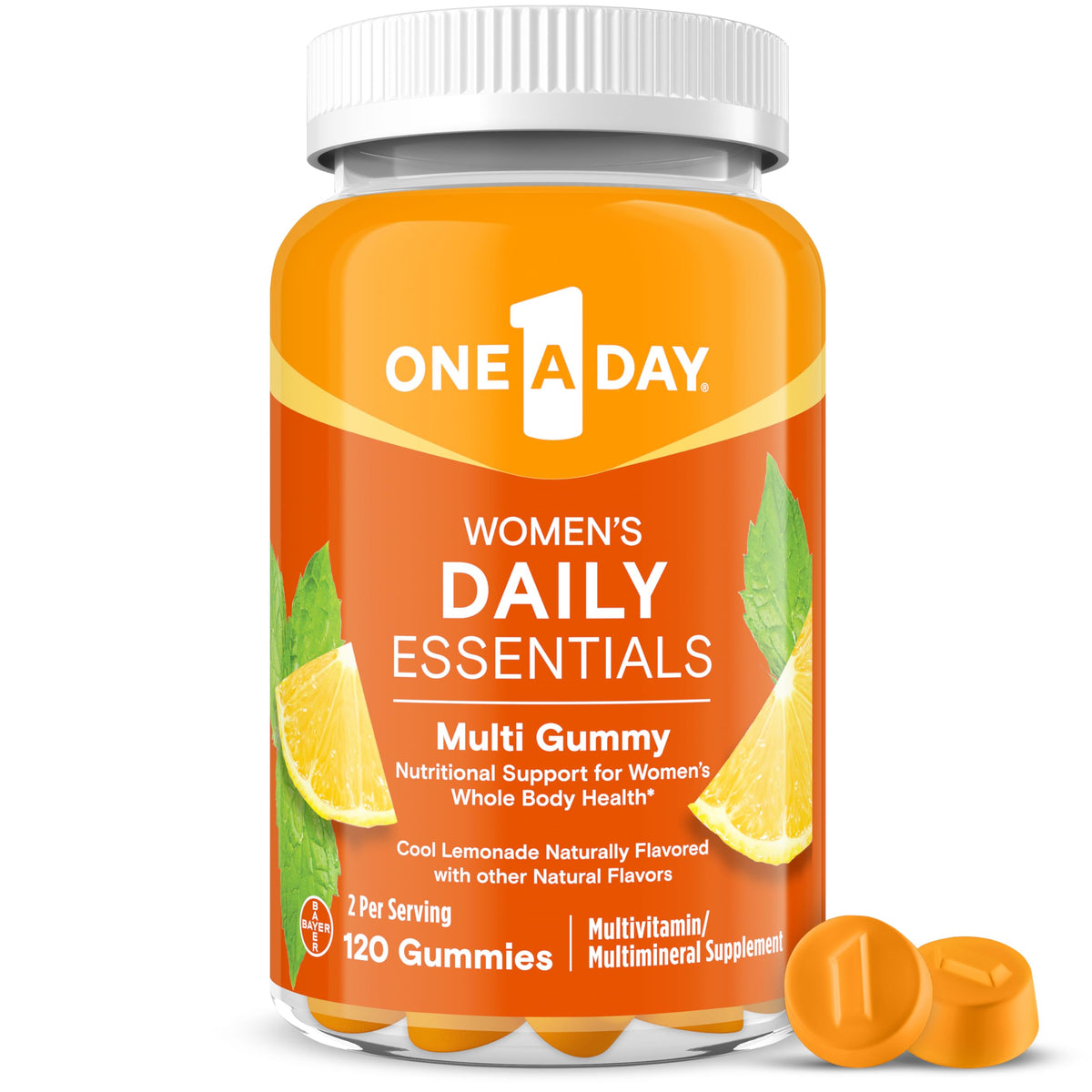 One A Day Women’s Daily Essentials lemonade gummies bottle for daily immune and energy support