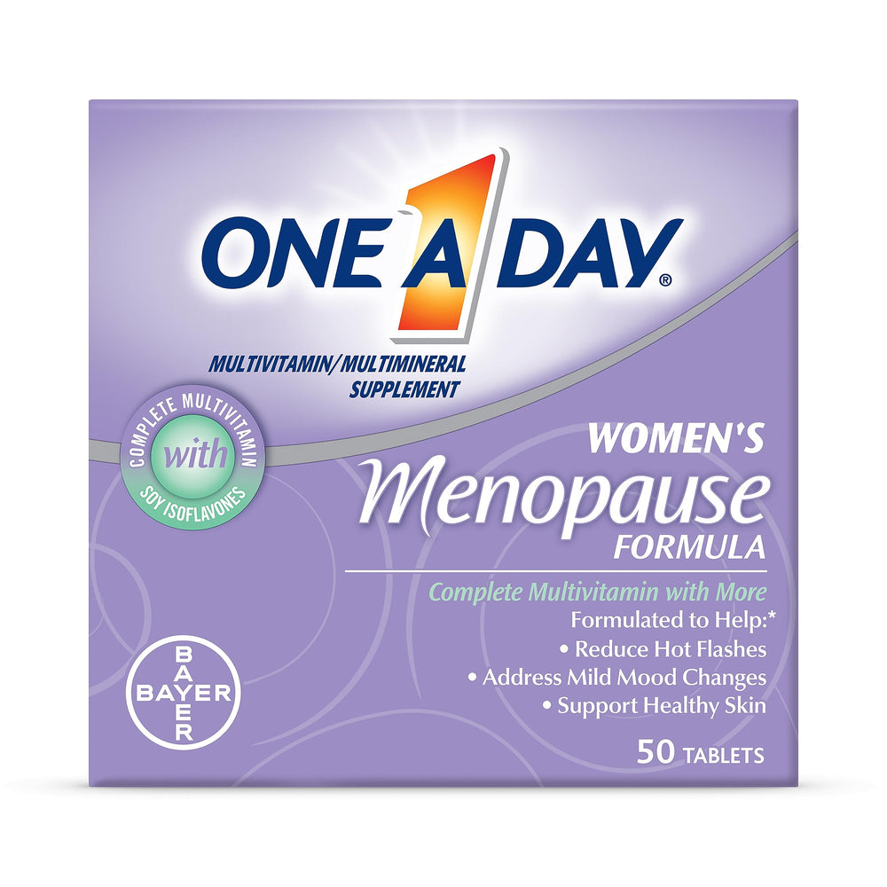 One A Day Women's Menopause Multivitamin bottle front for daily immune and bone support.