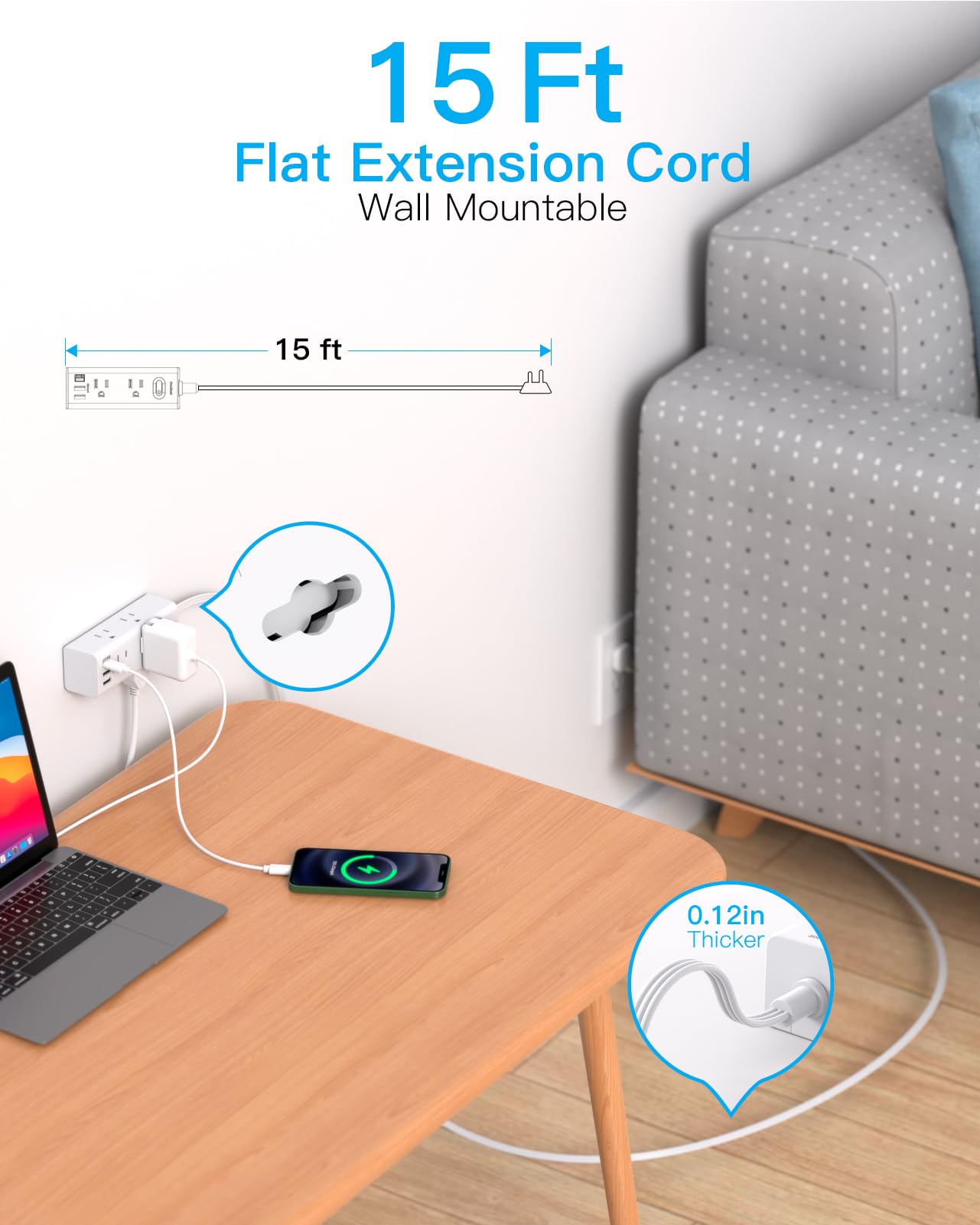 One Beat 9-in-1 power strip with six outlets and USB ports for streamlined charging