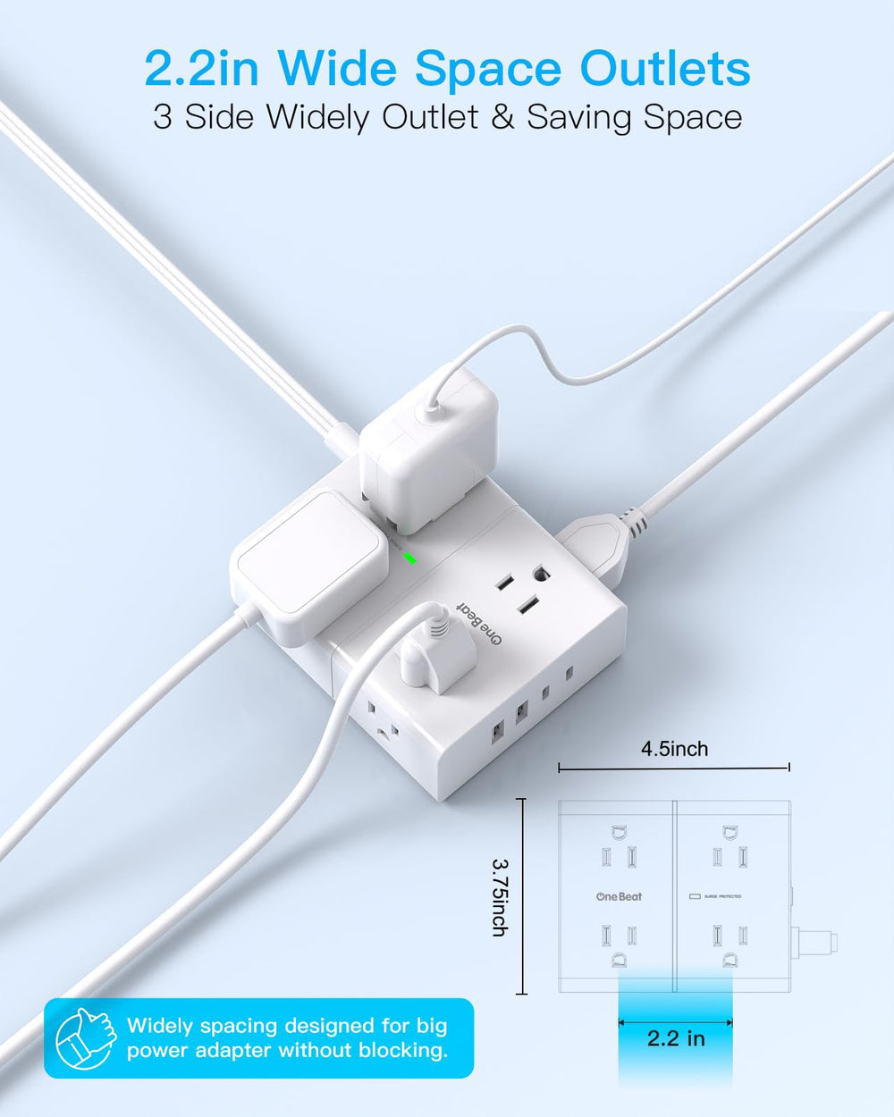One Beat back mounting holes enable secure wall or desk installation