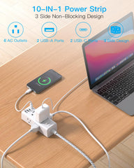 One Beat flat plug power strip side angle—fits tight spaces.
