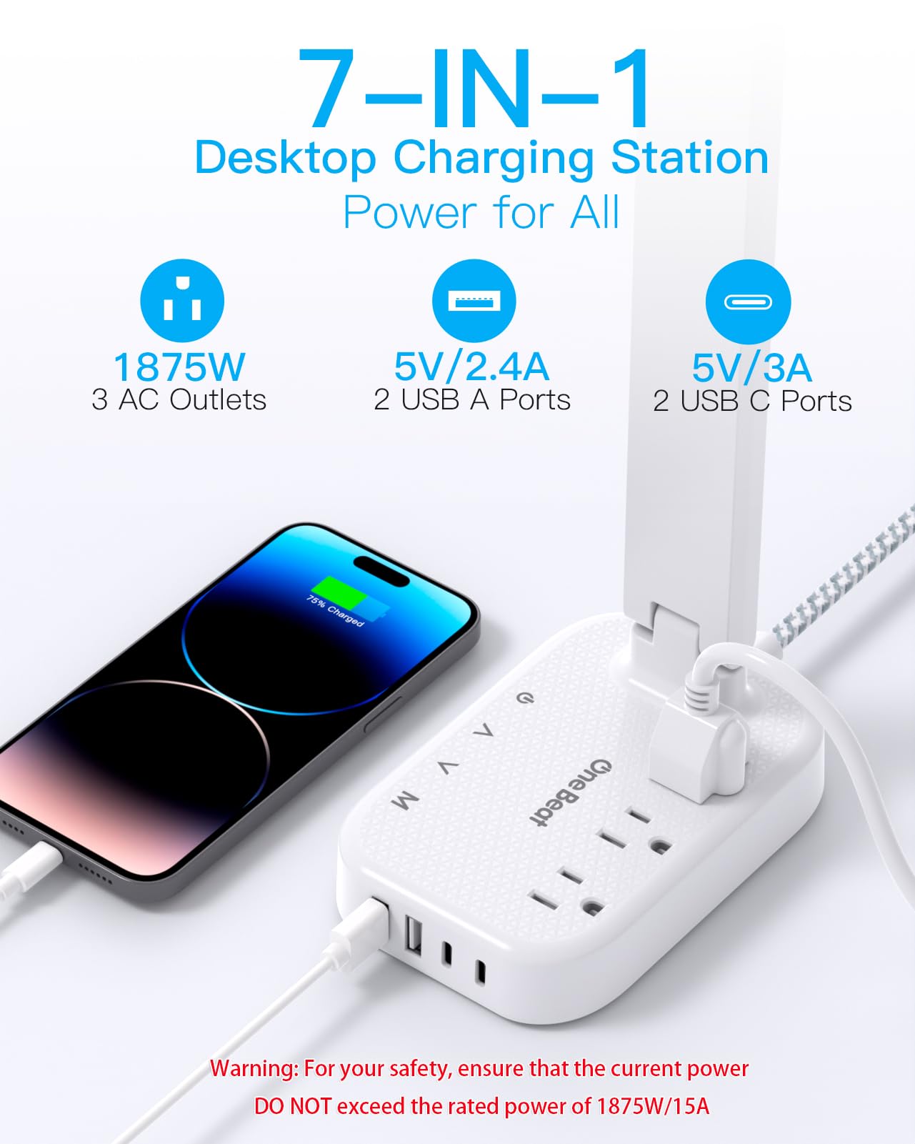 One Beat LED desk lamp USB-C ports visible for fast charging while working.