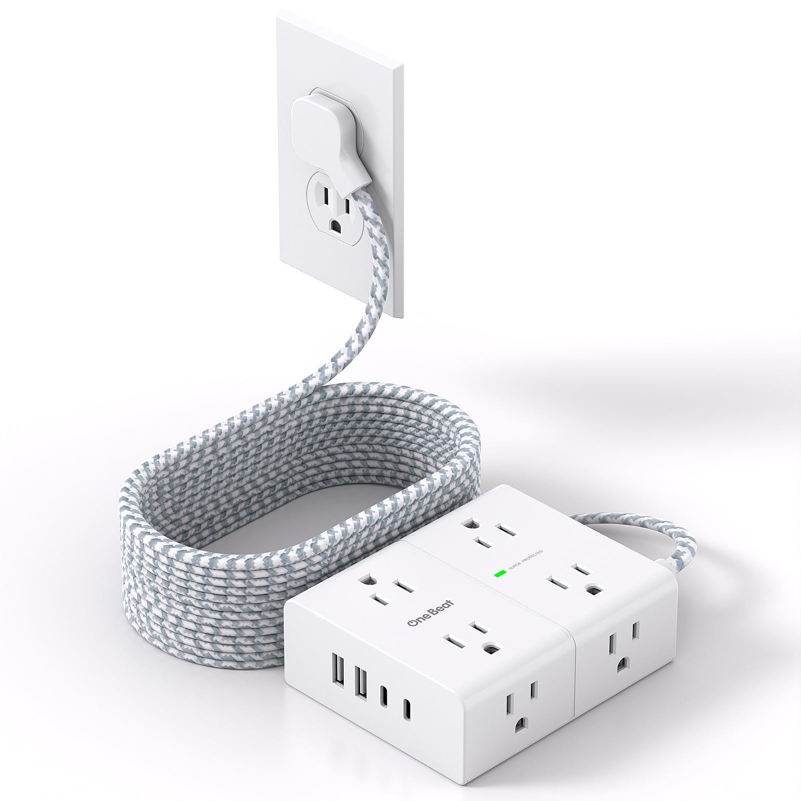 One Beat surge protector with eight outlets and USB ports for clutter-free charging