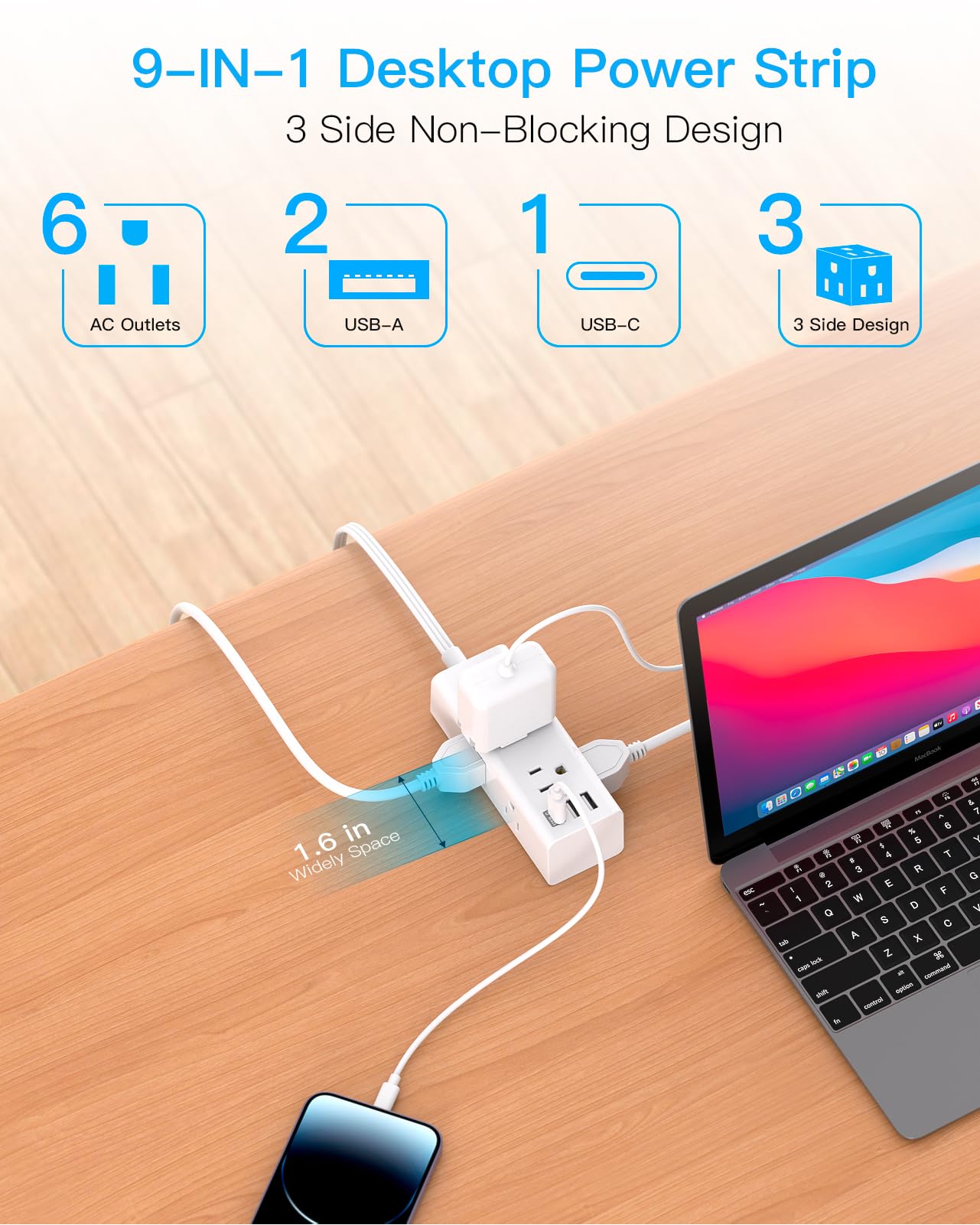 One Beat surge protector with 900 Joules safeguards devices from surges and spikes