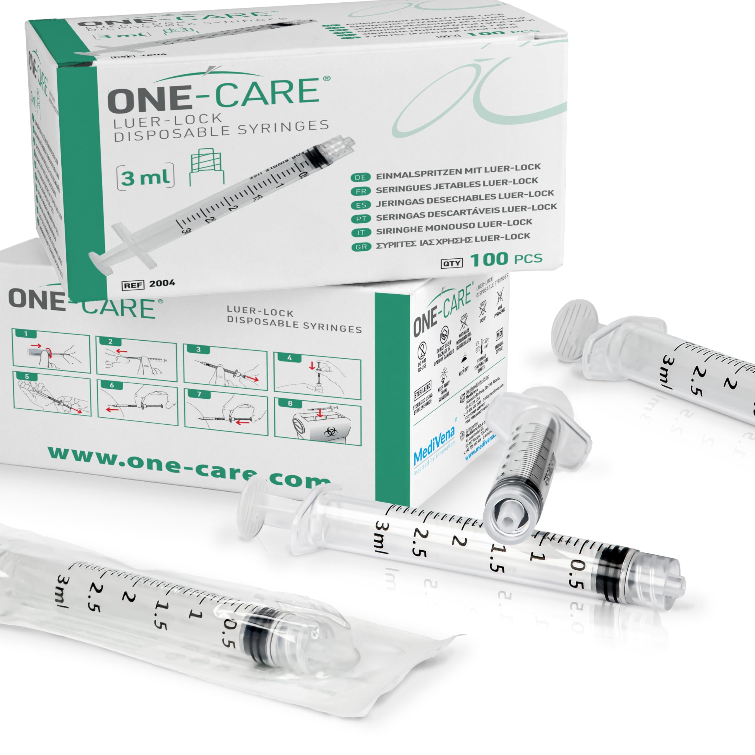 ONE-CARE silicone-lubricated plunger delivers smooth plunger movement.