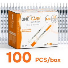 ONE-CARE syringe clear barrel for easy reading