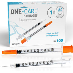 ONE-CARE syringe with orange cap and clear 1ml scale for precise dosing