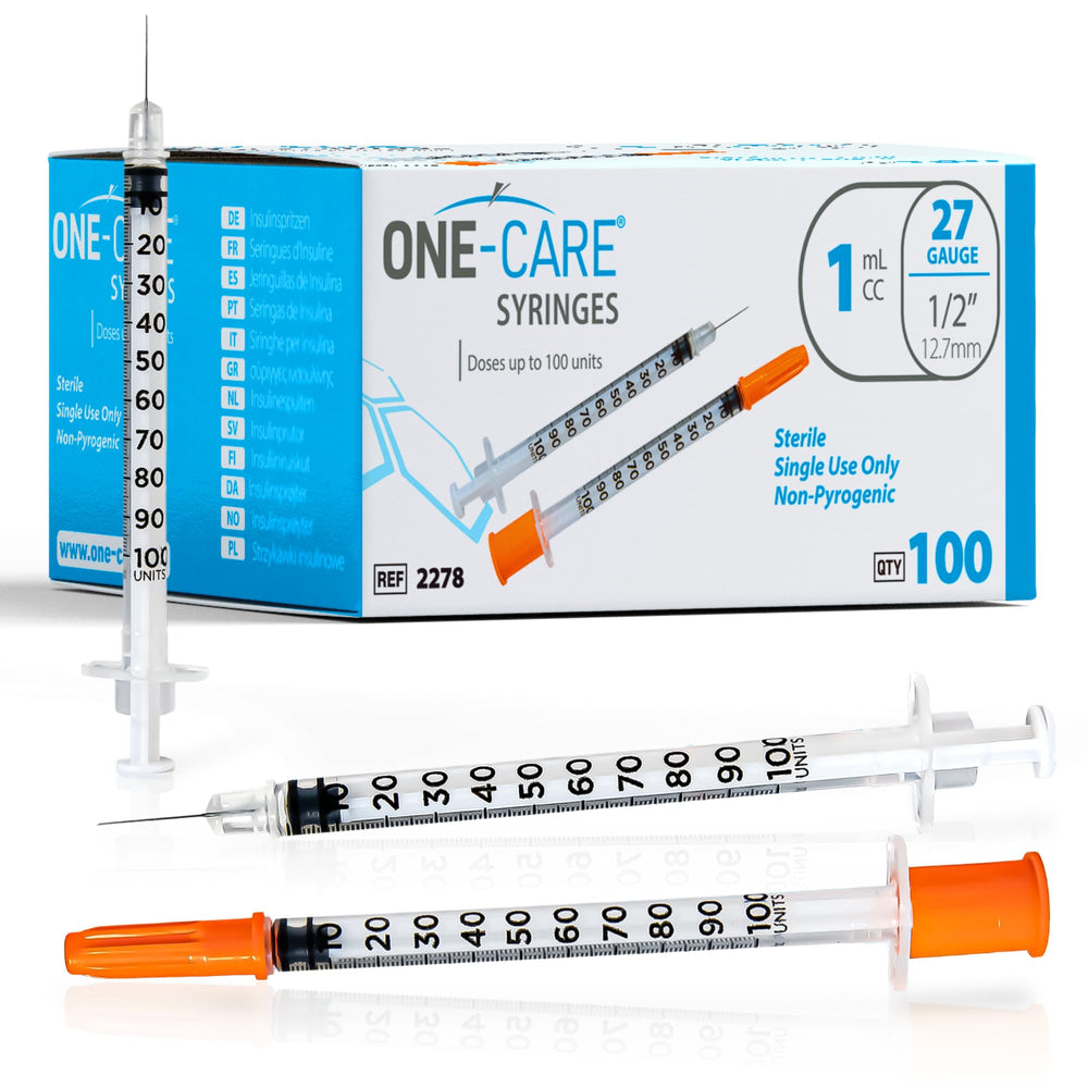 Compact ONE-CARE syringe storage and organization visuals