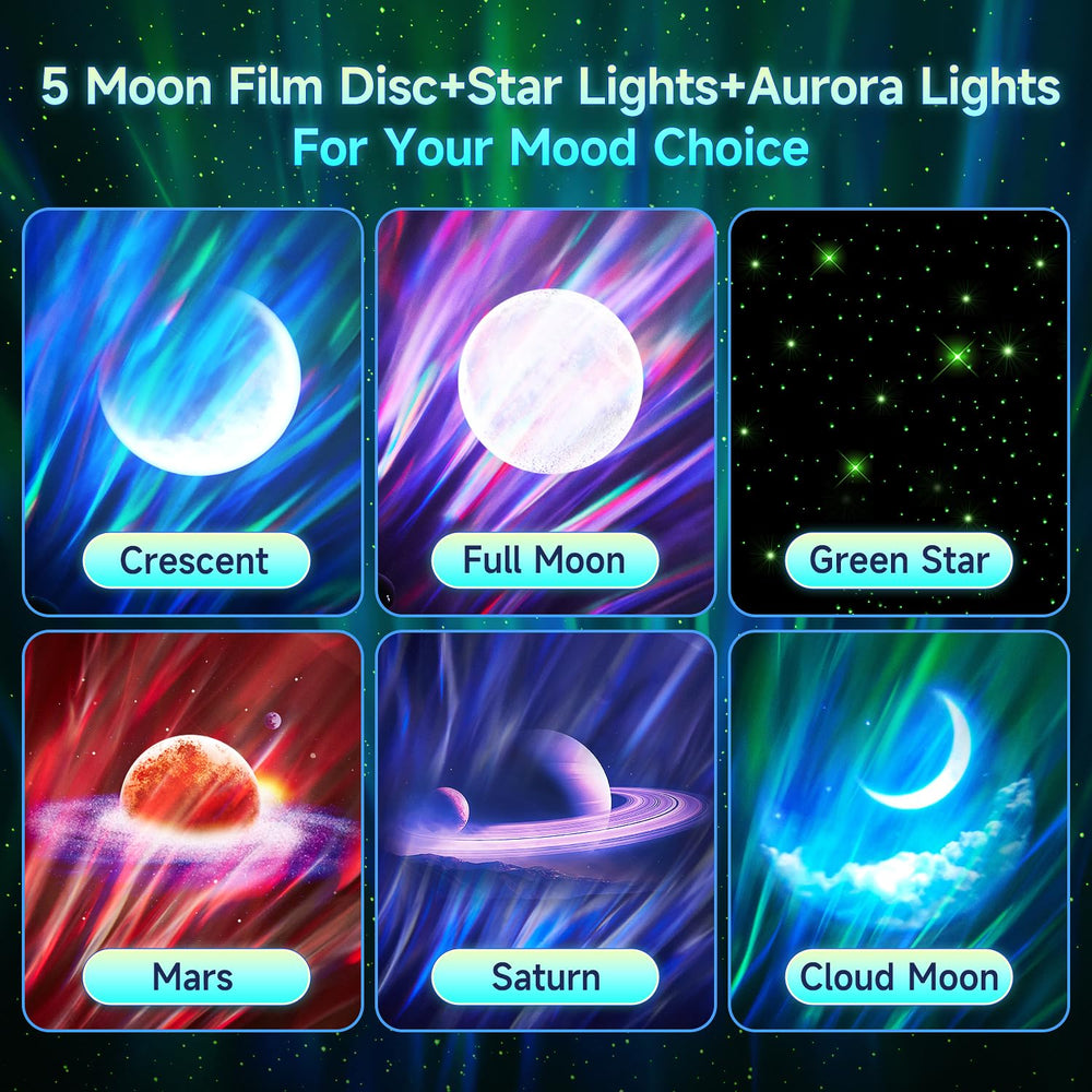 One Fire aurora projector with remote control for easy mood lighting.