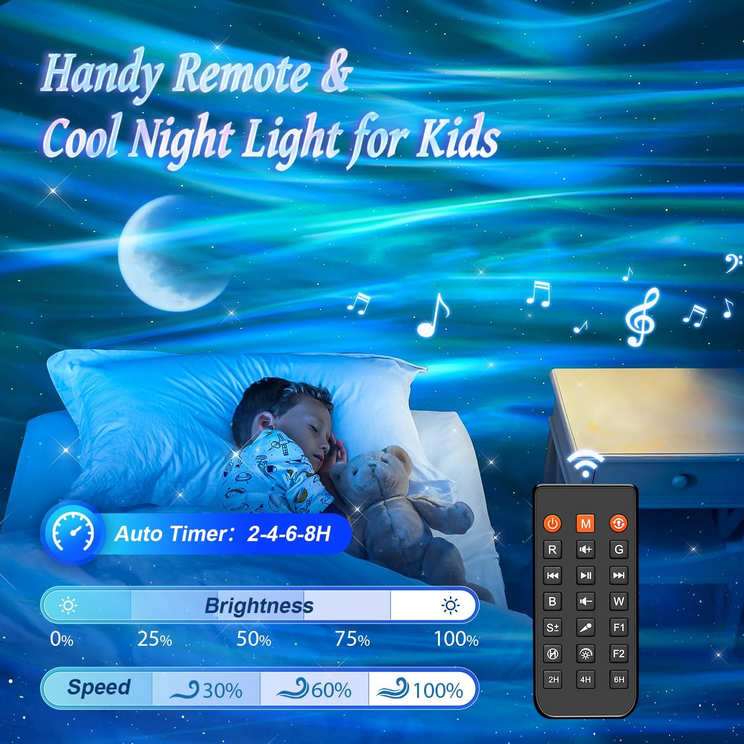 One Fire projector includes an auto-off timer to save energy.