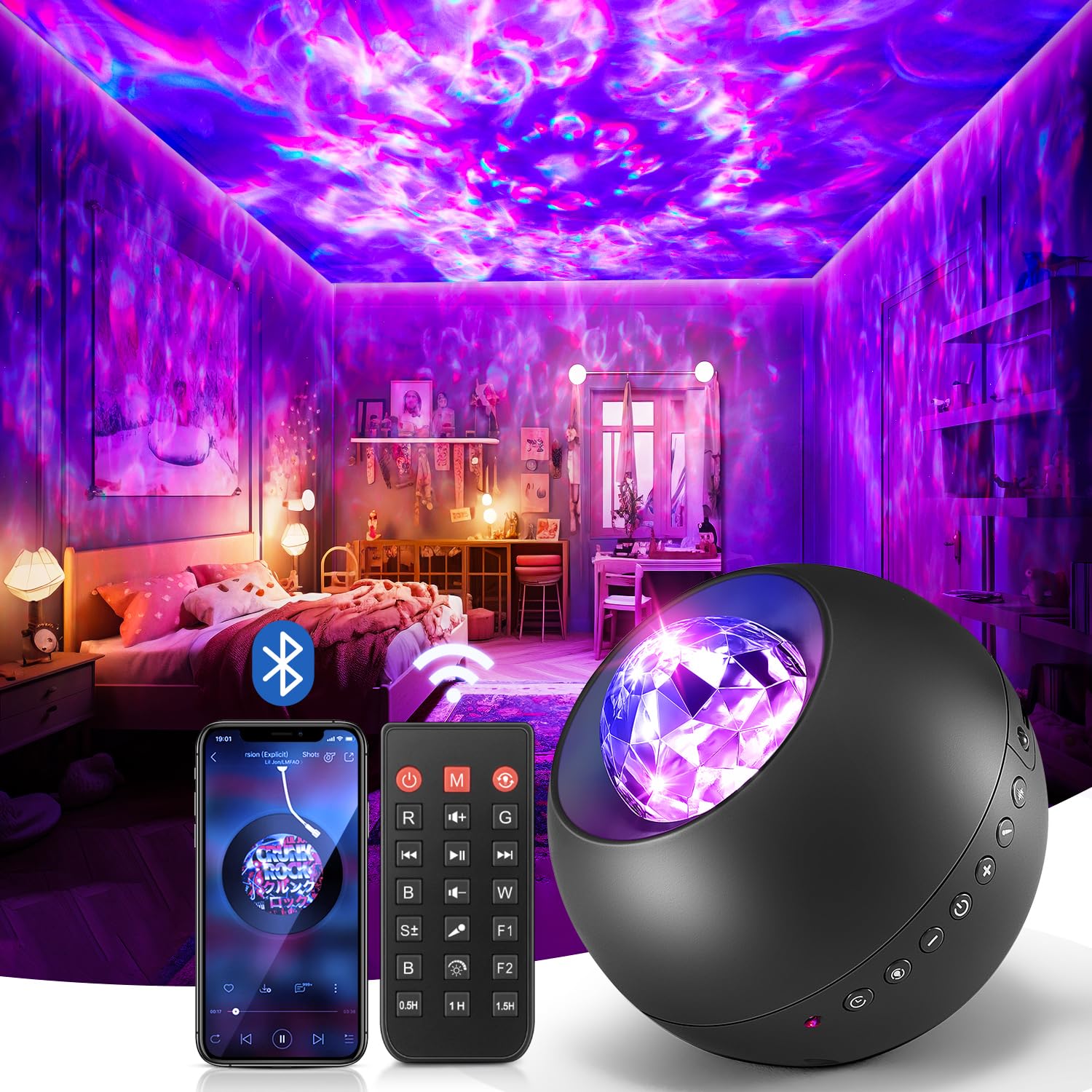 One Fire Galaxy Projector ceiling display with vibrant nebulae for immersive sleep ambiance