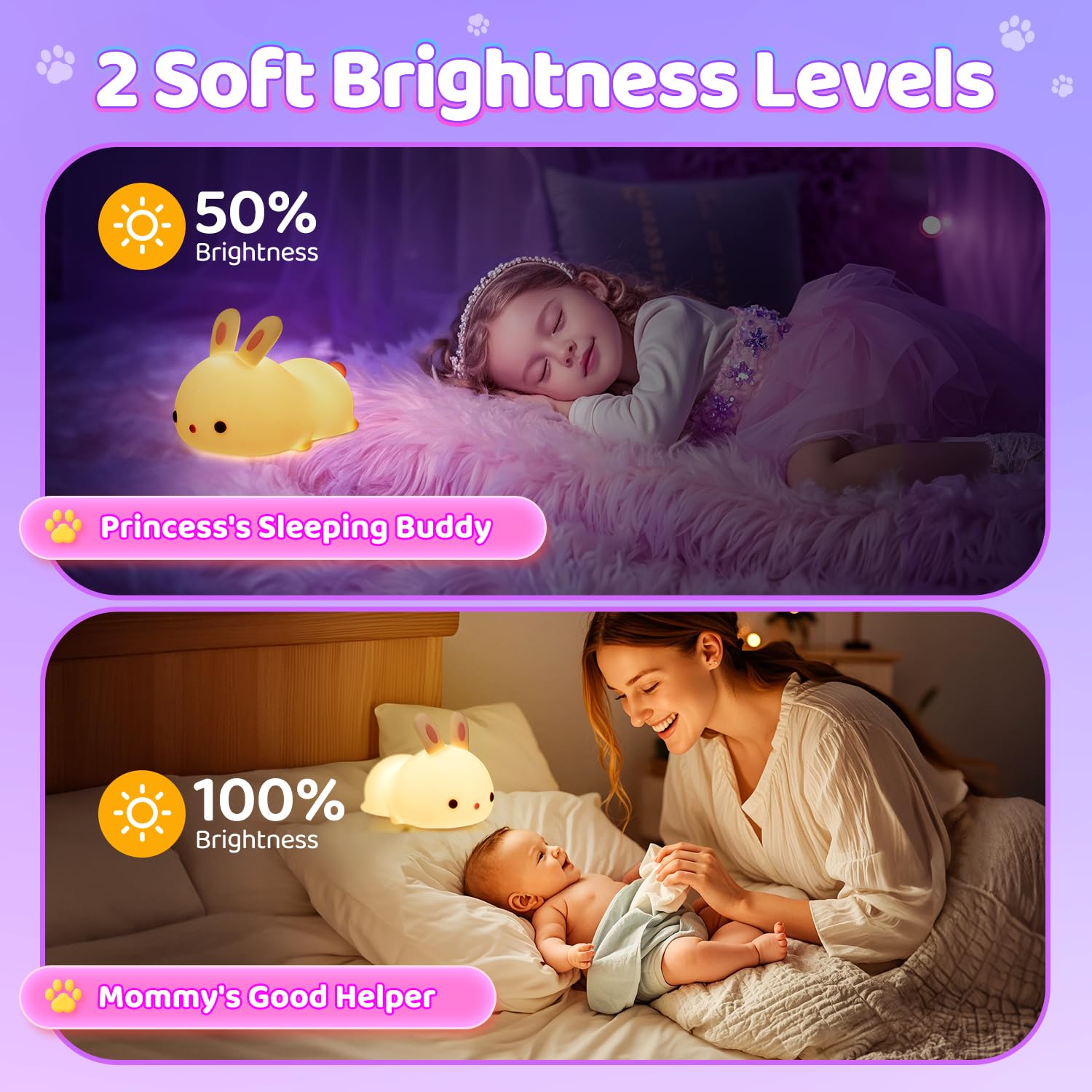 One Fire kawaii bunny decor lamp adds cute charm to nursery and playrooms.
