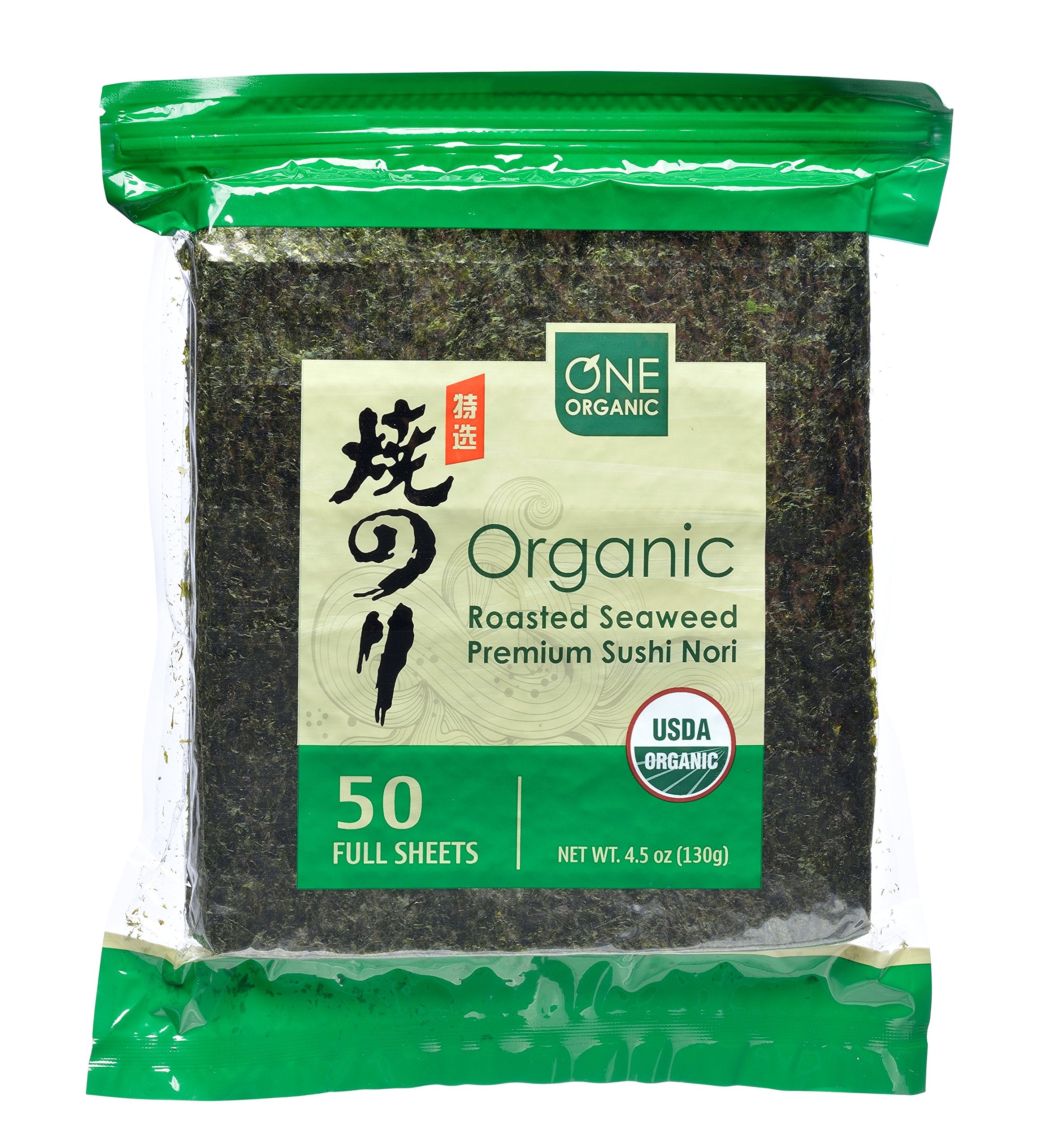 One Organic sushi nori pack with 50 sheets for easy sushi prep
