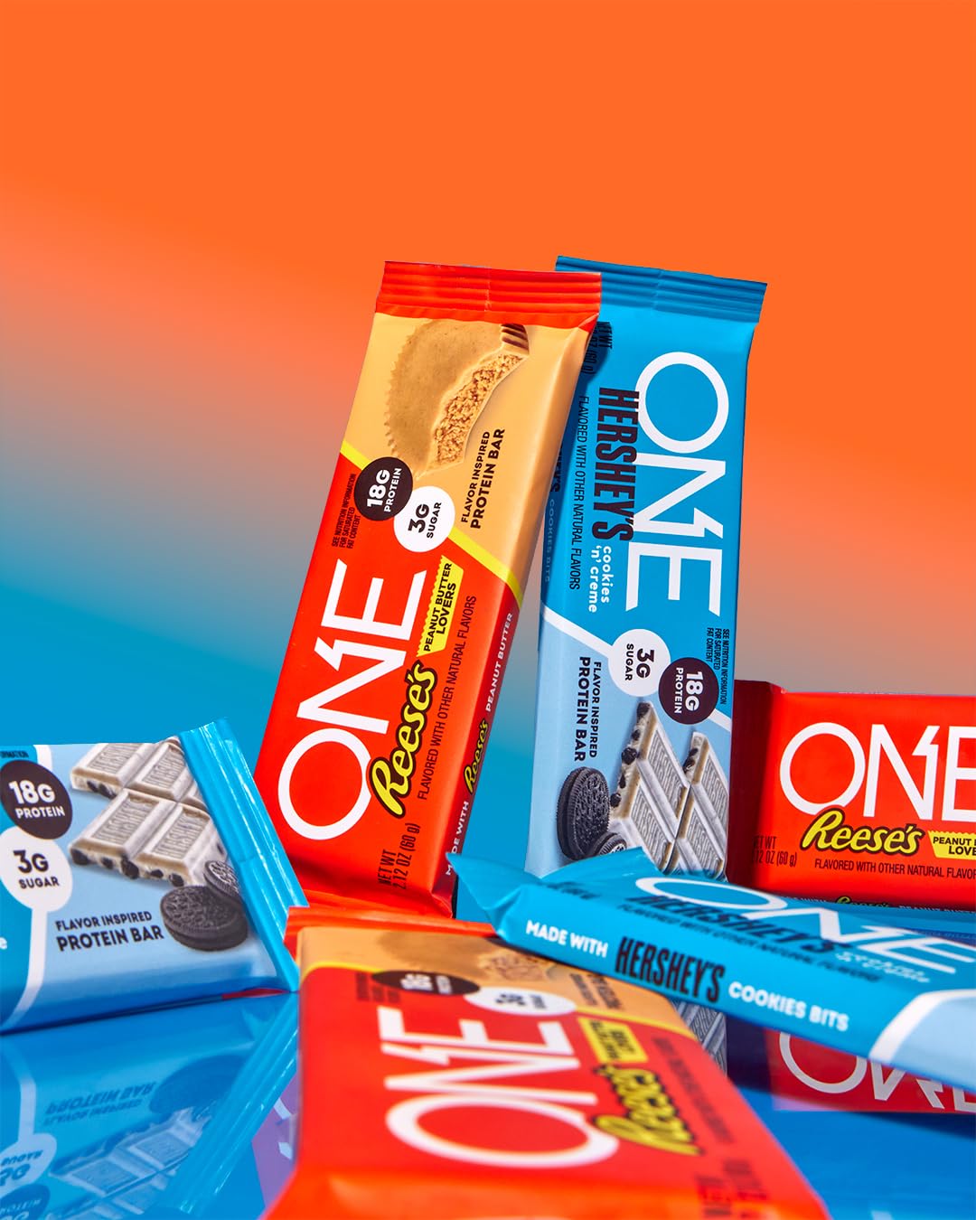 ONE Protein Bar cookies n creme wrap detail showing convenient single-serving packaging