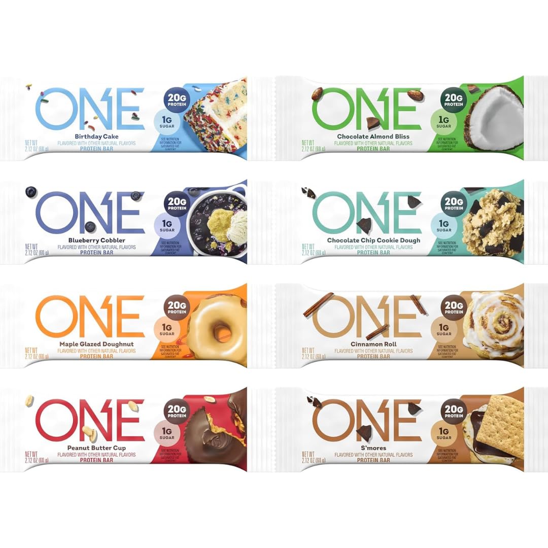 ONE Protein Bars sampler front pack displaying eight flavors for easy selection.