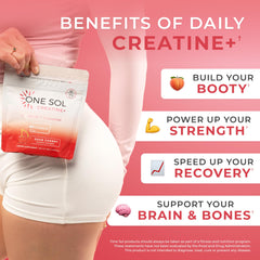 One Sol Creatine for Women glass with drink shows flavorful sour cherry mix.