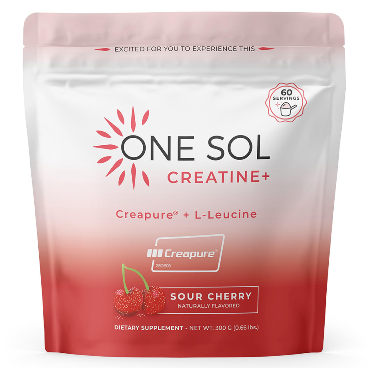 One Sol Creatine for Women label close-up highlighting clean branding and vegan formulation.