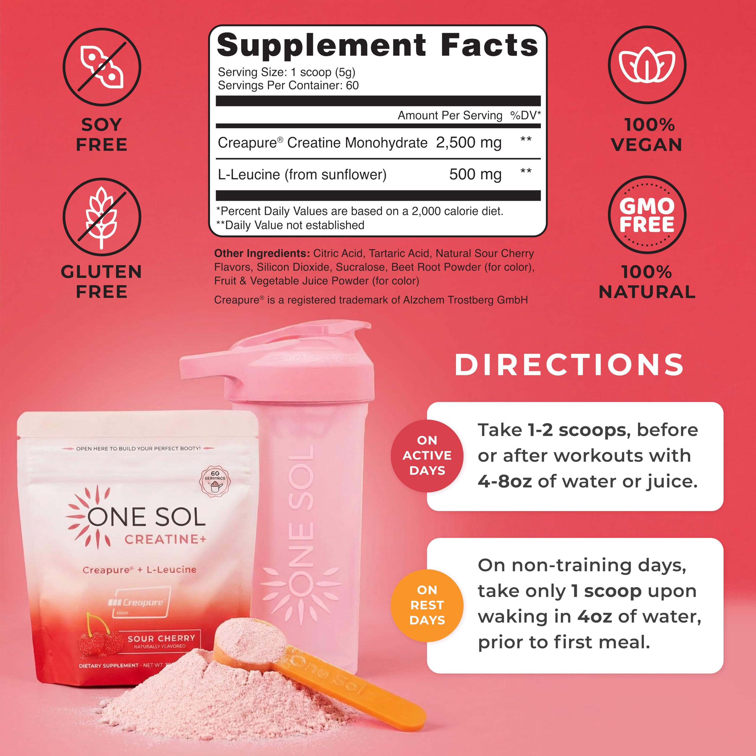 One Sol Creatine for Women powder on a surface ready to mix.