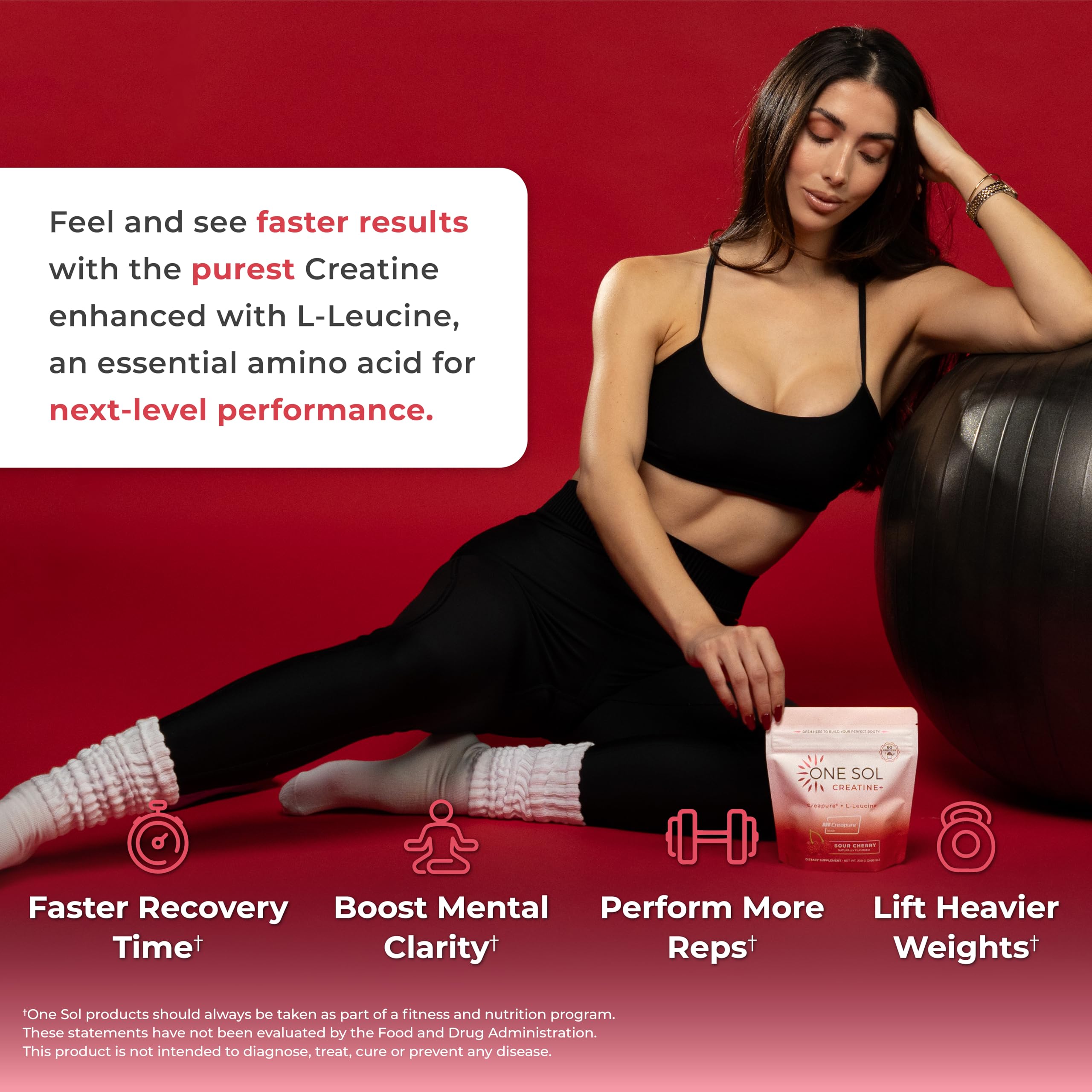 One Sol Creatine for Women tub packaging on countertop.