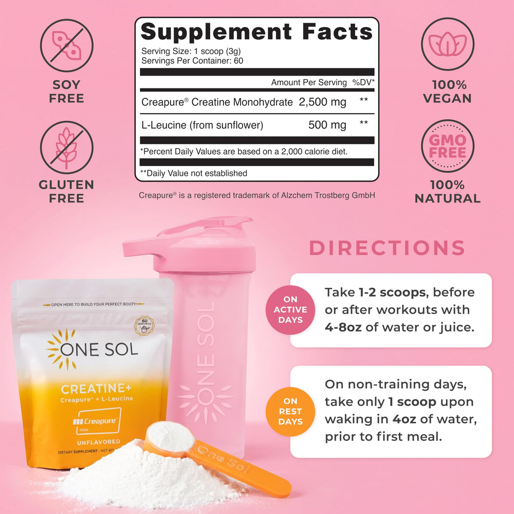 One Sol Creatine for Women Sour Cherry bottle with vibrant flavor label