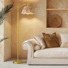 Oneach Arc full-view lamp highlighting modern rustic style with gold base