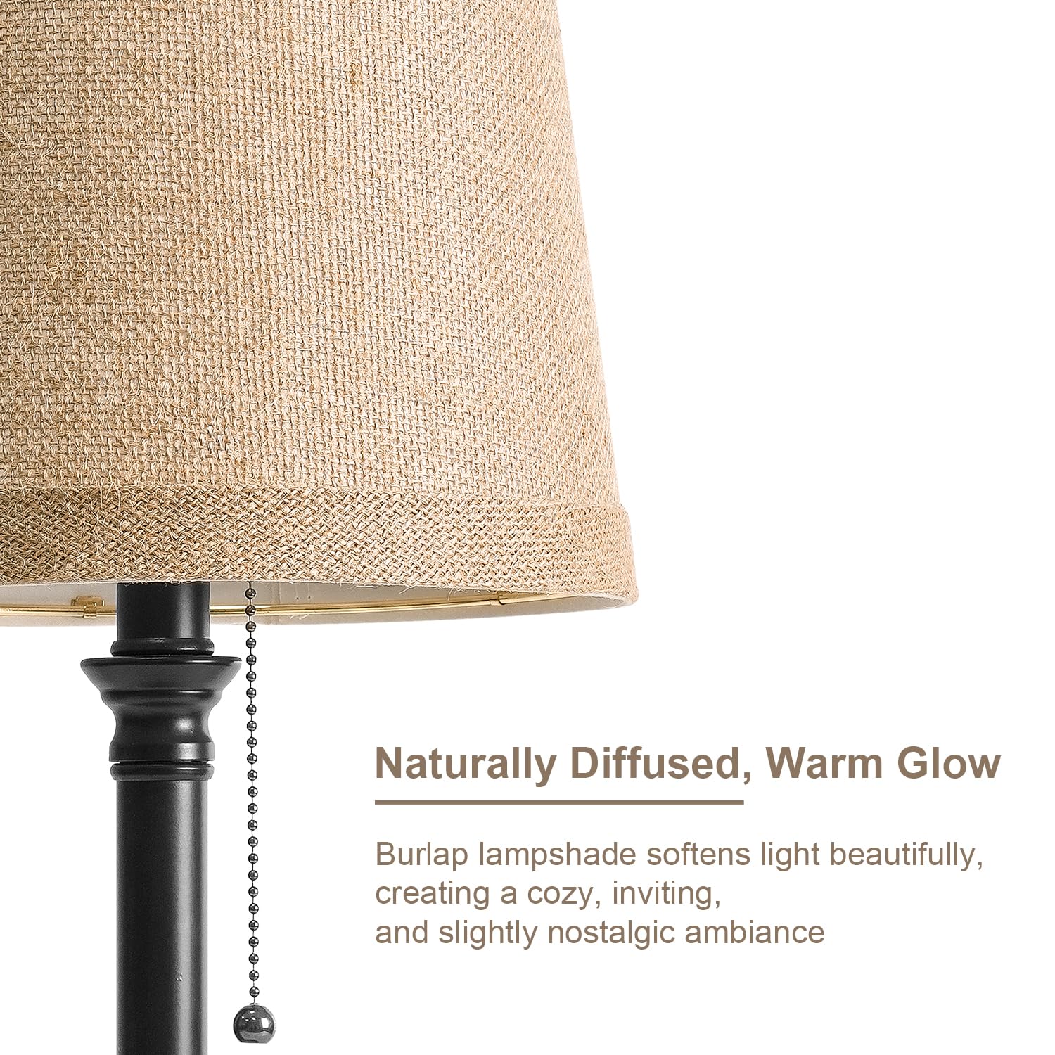 Oneach bedside lamp provides gentle illumination on a nightstand