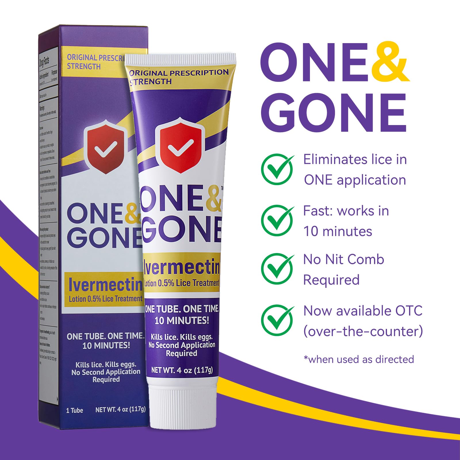 One&Gone Ivermectin Lotion packaging box displayed.