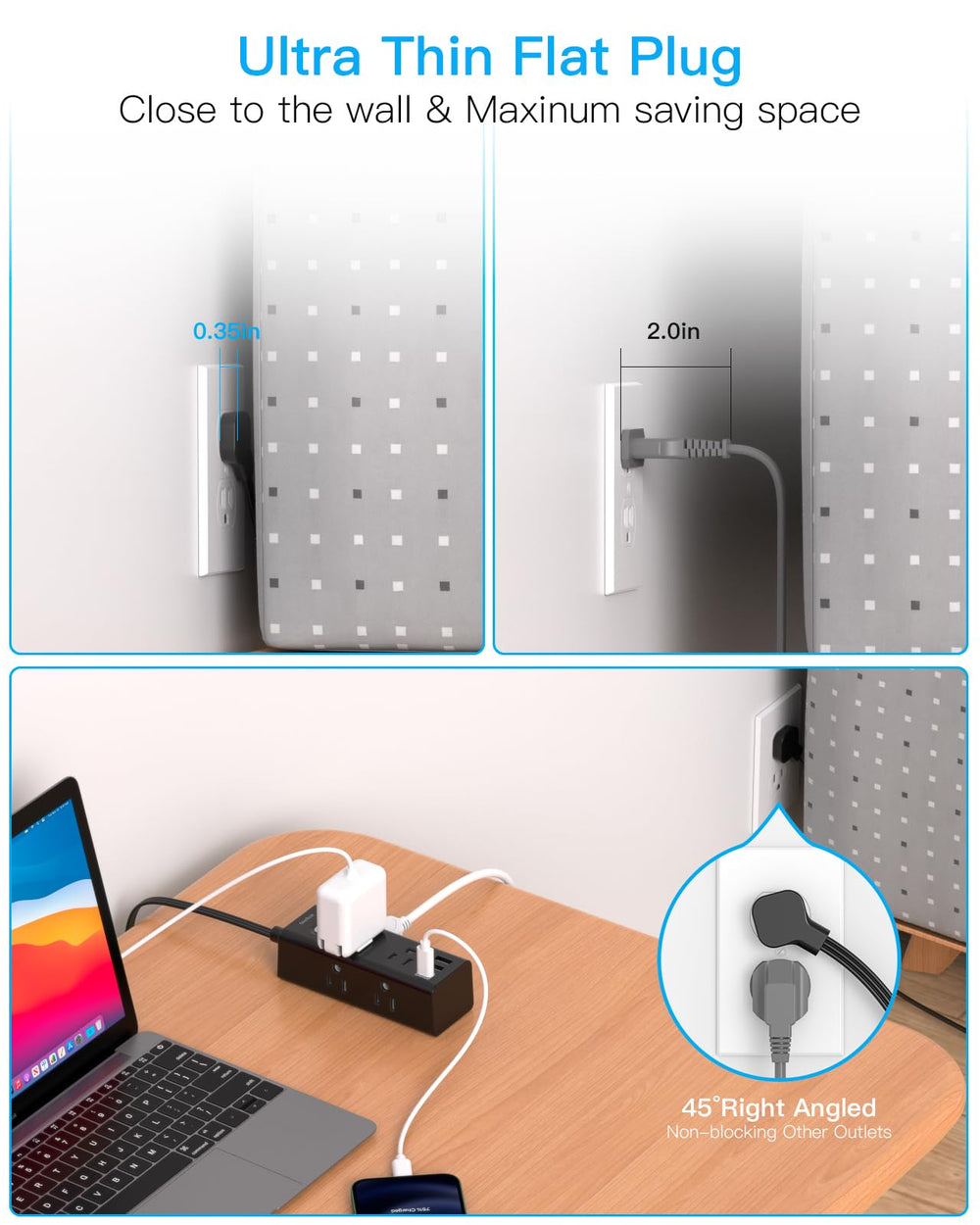 One Beat 9-in-1 power strip with USB-C and USB-A ports.