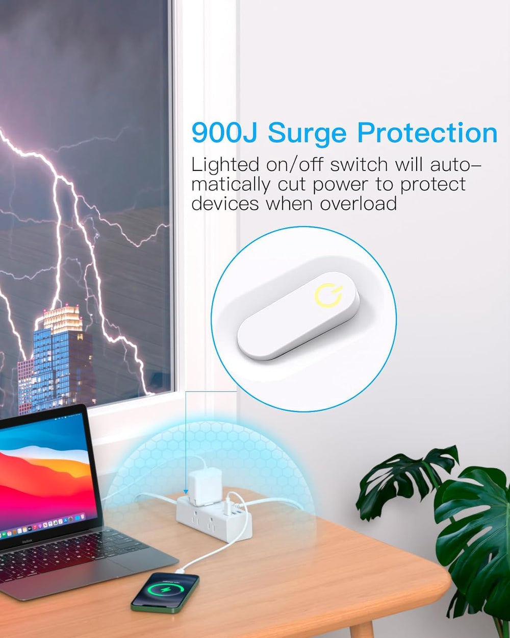 One Beat power strip with back mounting holes for secure placement.
