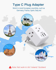 Compact One Beat EU travel plug fits in luggage while powering several devices.