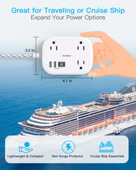 One Beat flat-plug power strip with 5ft braided cord saves outlet space