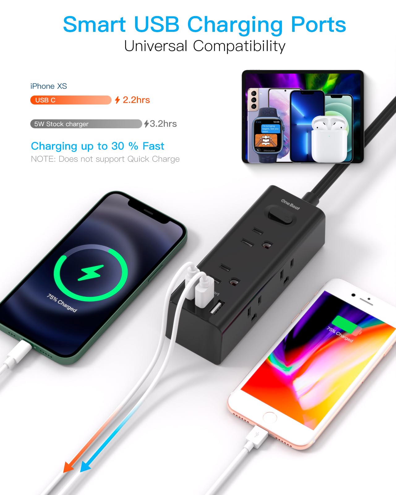 One Beat flat wall adapter with back mounting holes for secure installation.