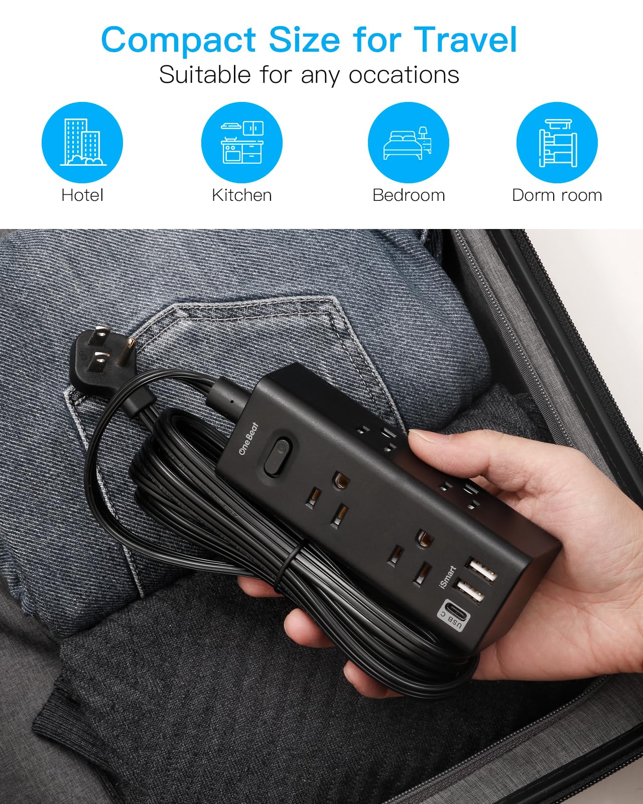 One Beat travel-ready design ideal for dorms and busy on-the-go setups.