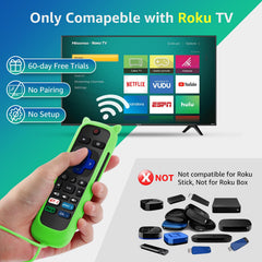 OneBom glow-dark remote cover in green and blue helps locate it.