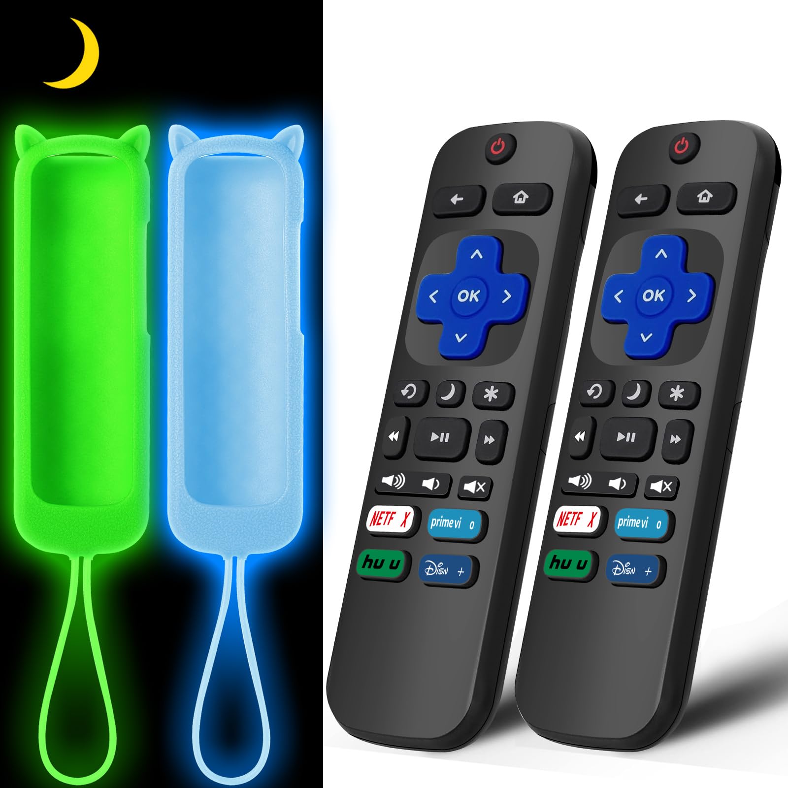 OneBom replacement Roku remote for TCL/Hisense TVs with wide compatibility.