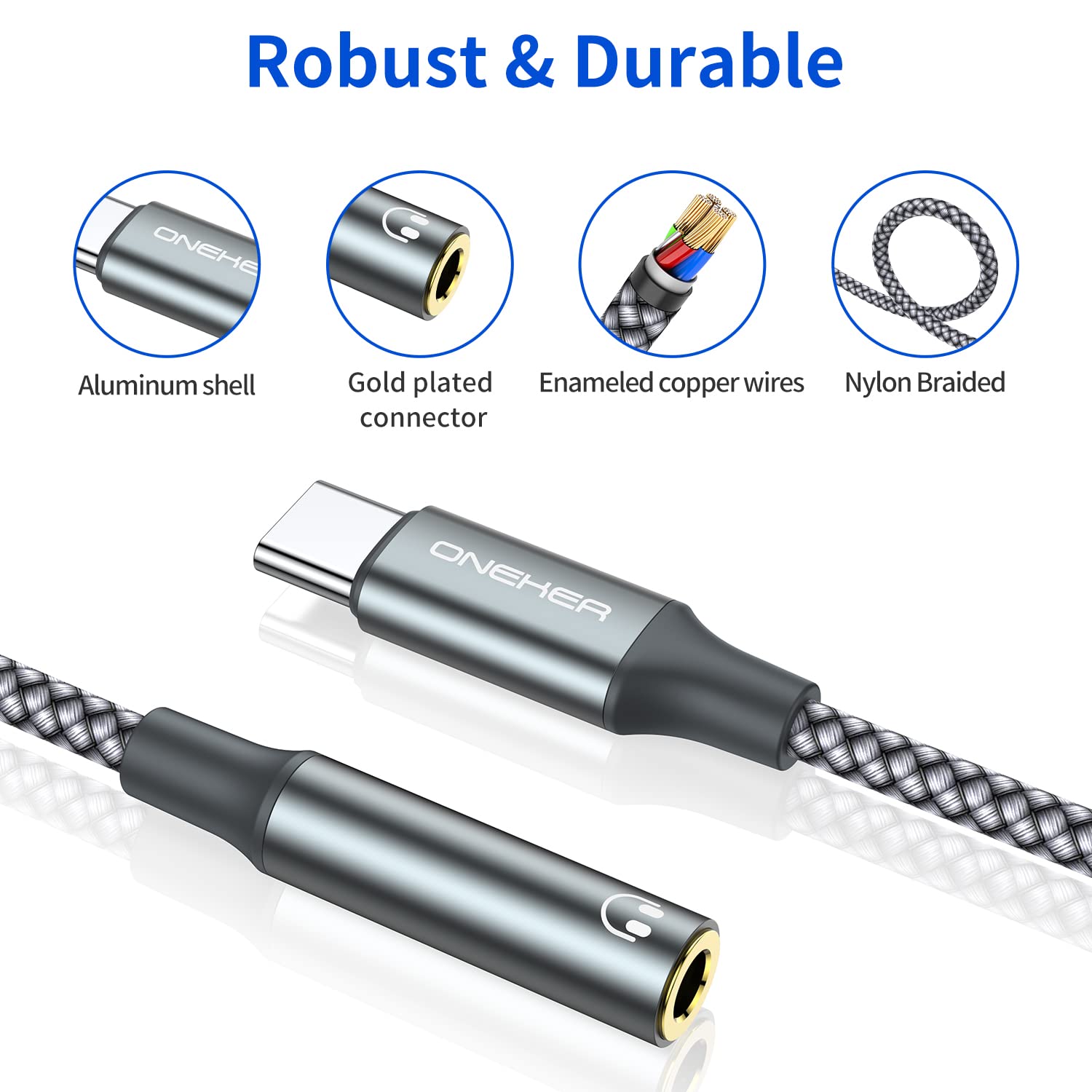 OneKer wide compatibility ensures 3.5mm output across many Type-C devices.