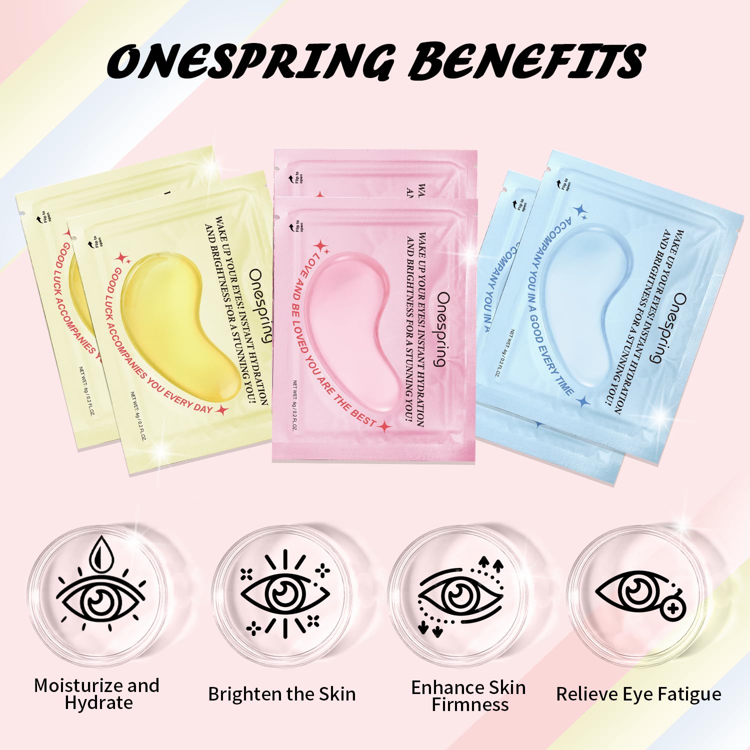 Onespring Eye Mask gift box showcasing three luxe patch types for gifting