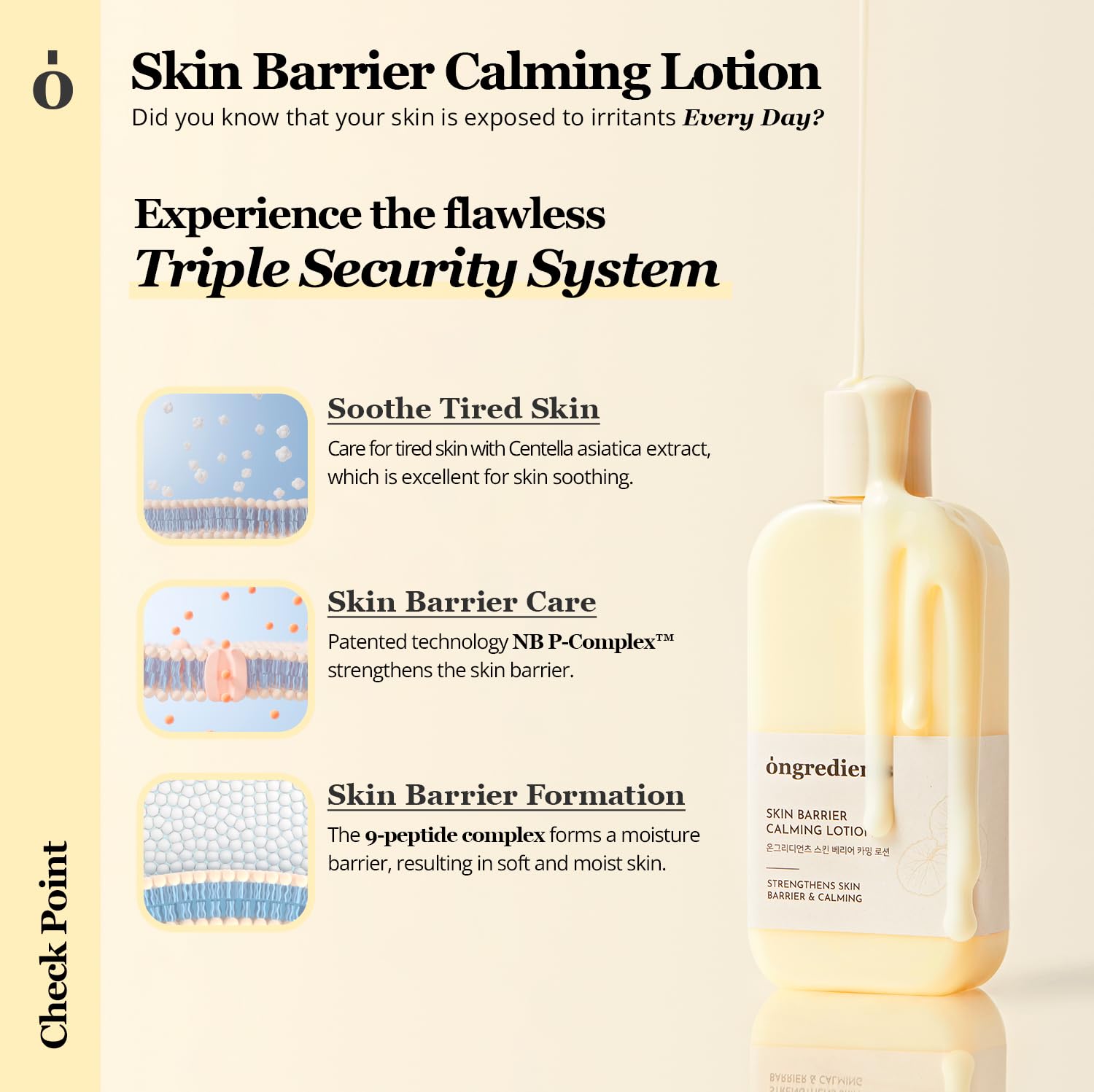 ONGREDIENTS Centella Extract illustration highlighting calming skincare benefits for irritated skin.
