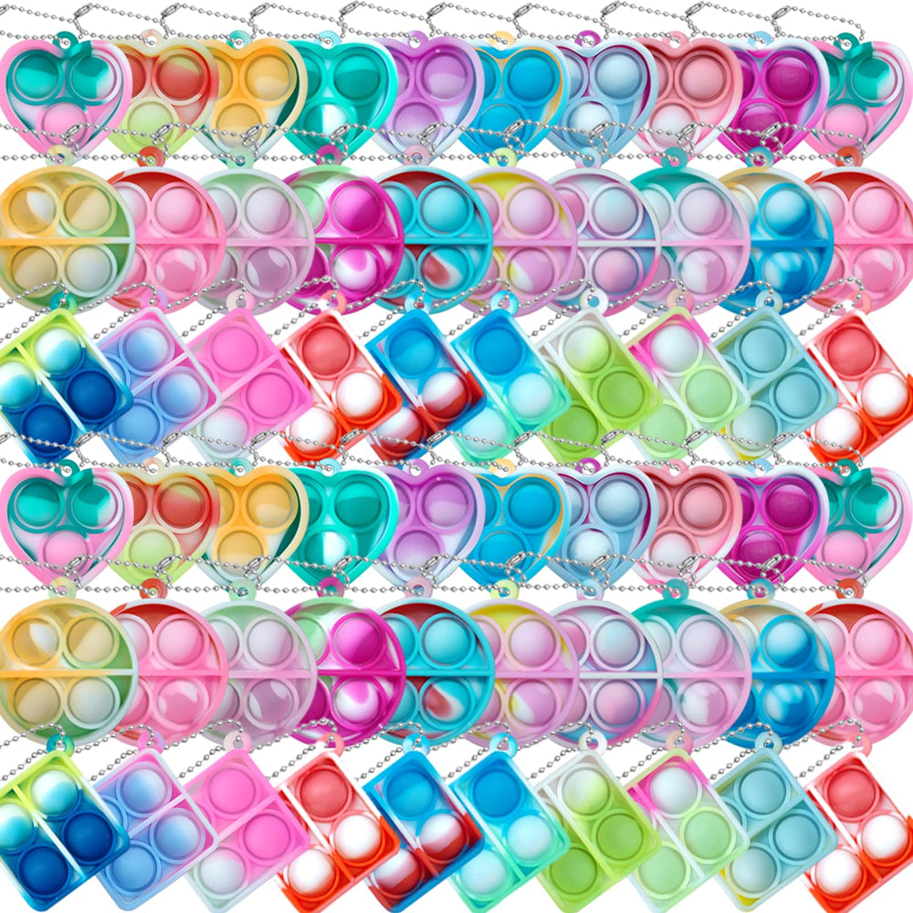 ONKULL Pop Fidget Keychain bulk: 60-pack colorful, portable sensory toys for stress relief on the go.