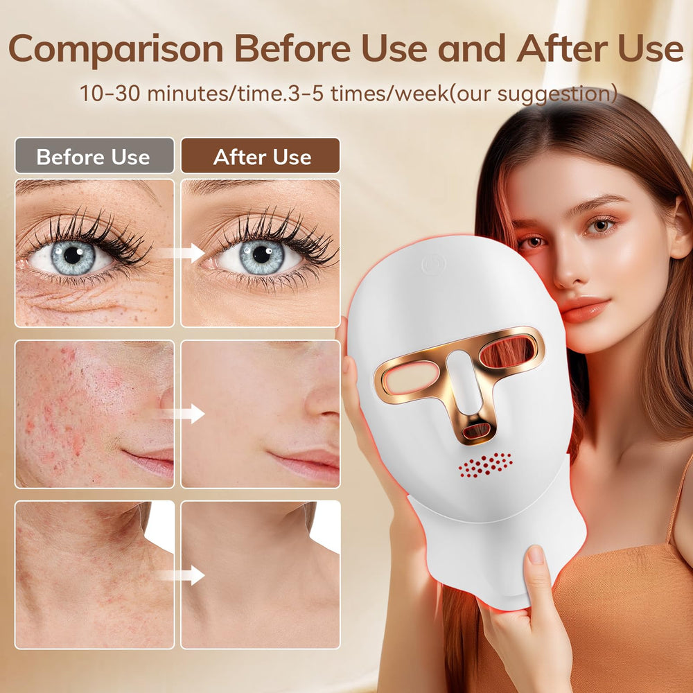 ONLUKY red light mask with neck attachment for wider treatment reach