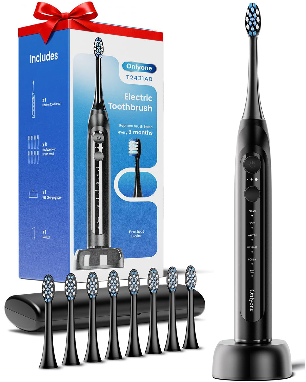 Onlyone sonic electric toothbrush front view for daily brushing and comfort.