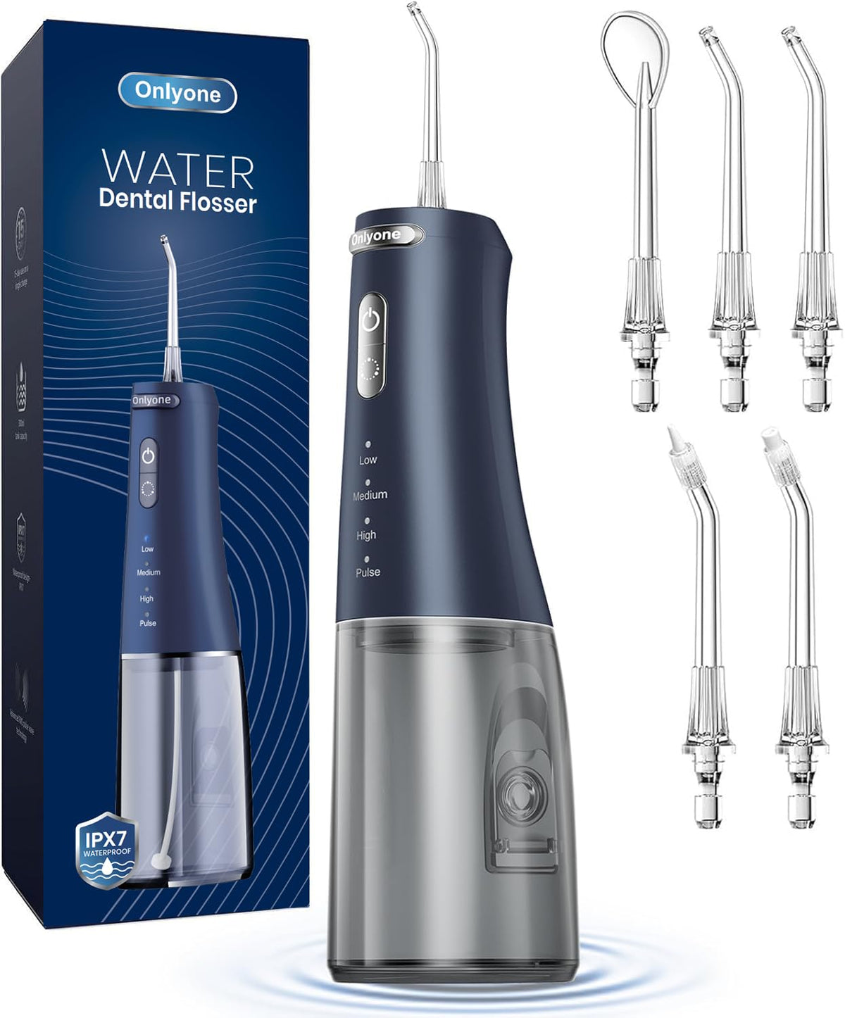 Onlyone water flosser with adjustable pressure for sensitive gums.