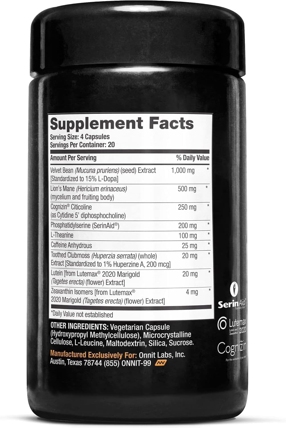 Close-up of the Black Label label emphasizing Non-GMO testing and quality assurance
