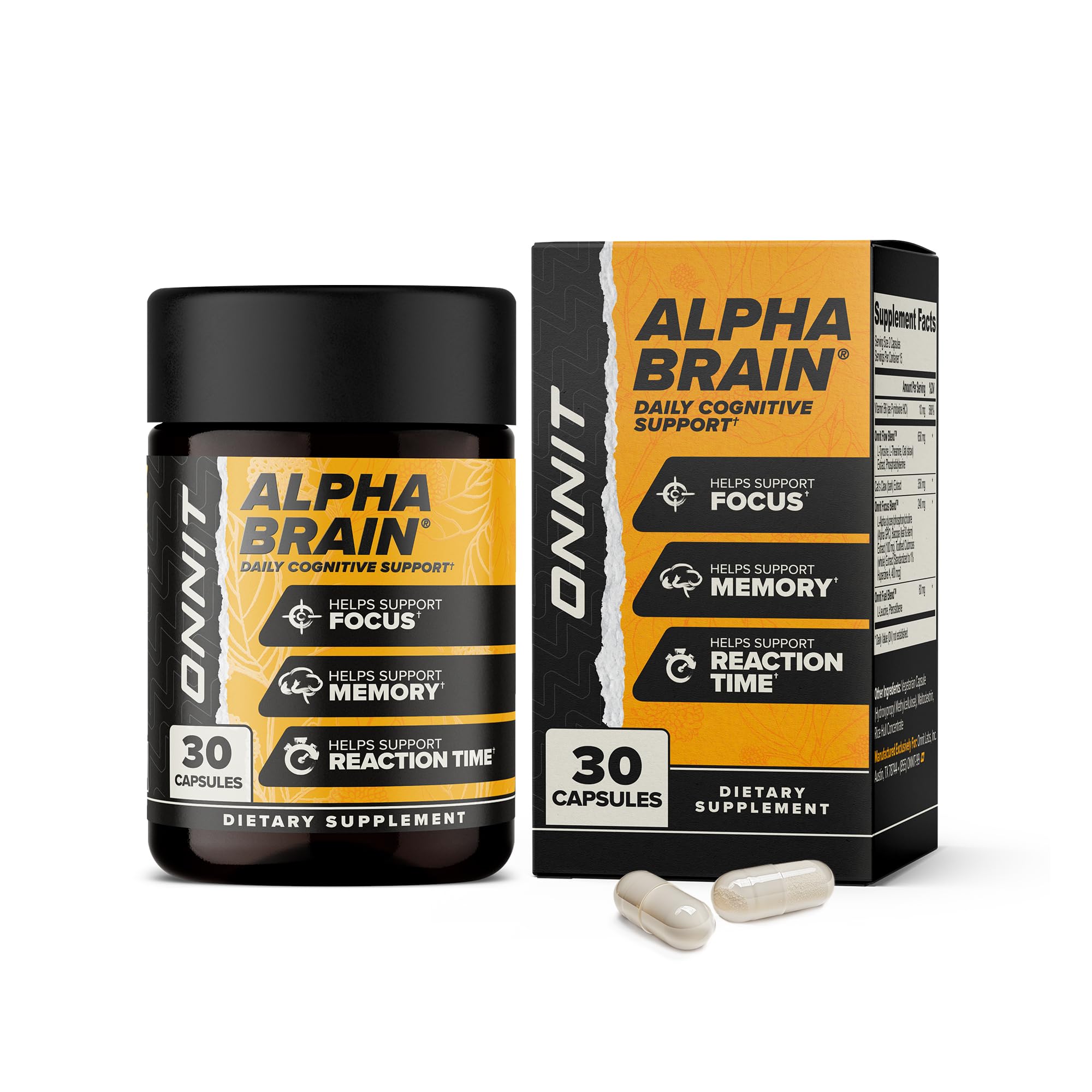 ONNIT Alpha Brain bottle on a clean desk for focused work