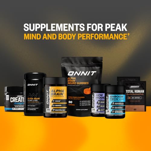 Box and bottle of ONNIT Alpha Brain arranged on table for easy focus access