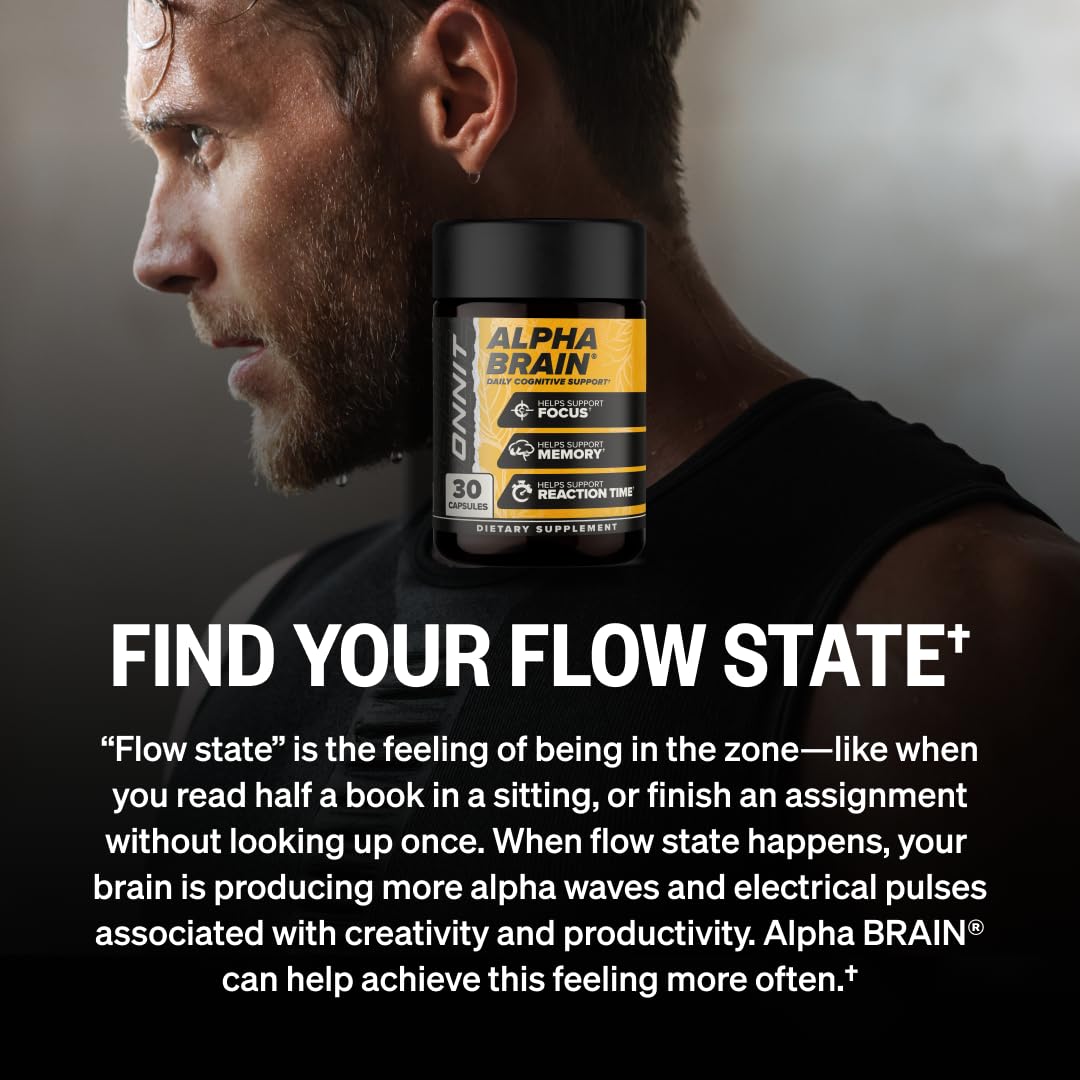 Close-up view of ONNIT Alpha Brain capsules for daily focus support