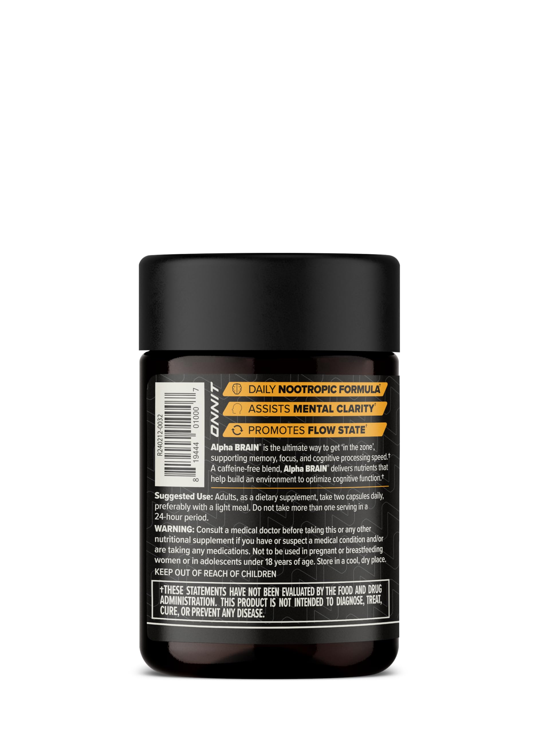 ONNIT Alpha Brain capsules on desk suggest professional focus in action.