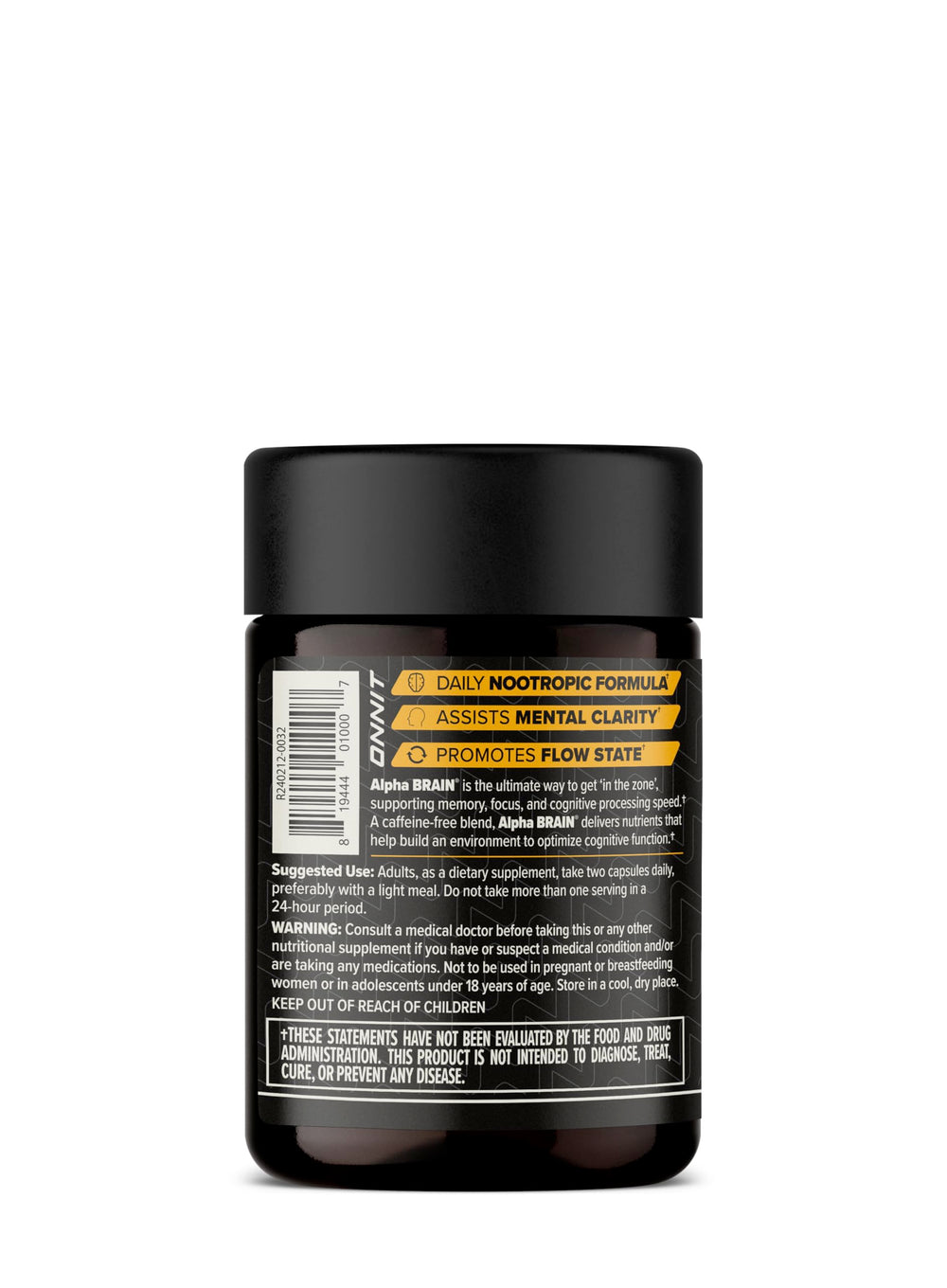 ONNIT Alpha Brain capsules on desk suggest professional focus in action.