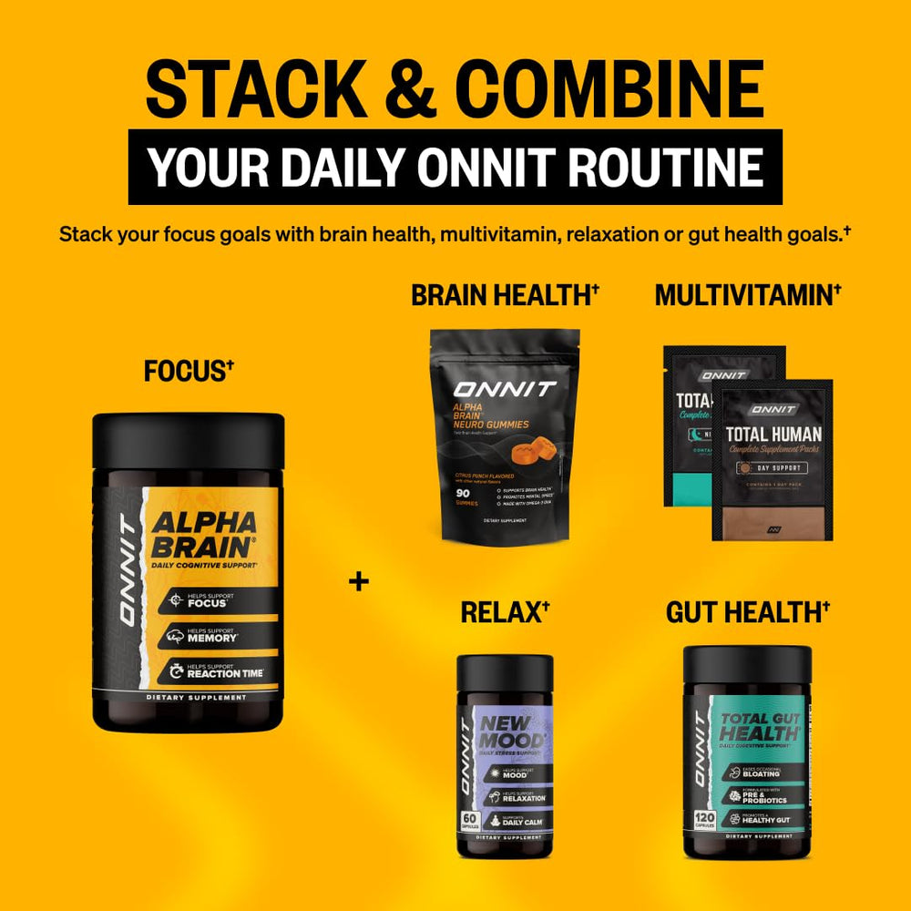 ONNIT Alpha Brain product hero evokes dependable daily performance.