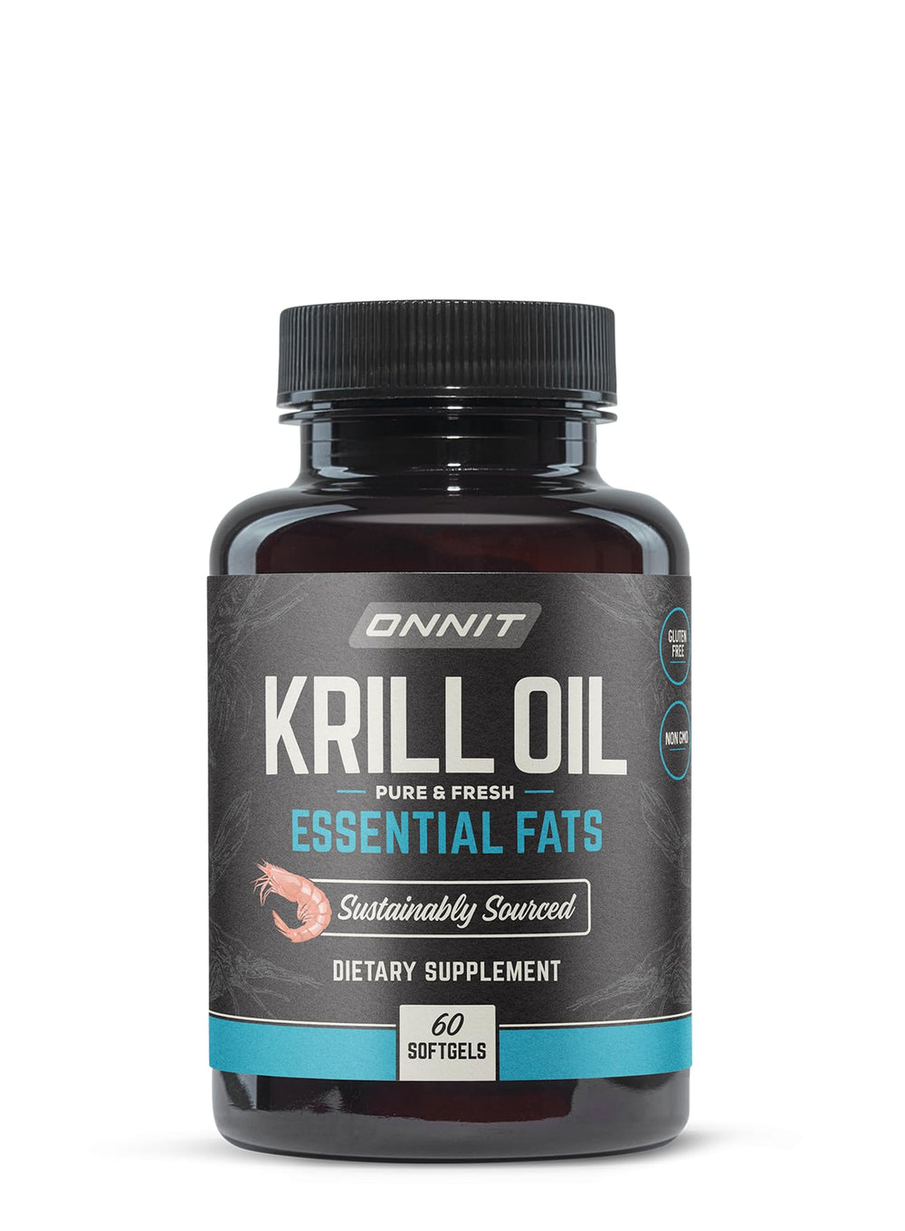 ONNIT Antarctic Krill Oil softgels bottle front for daily omega-3 support
